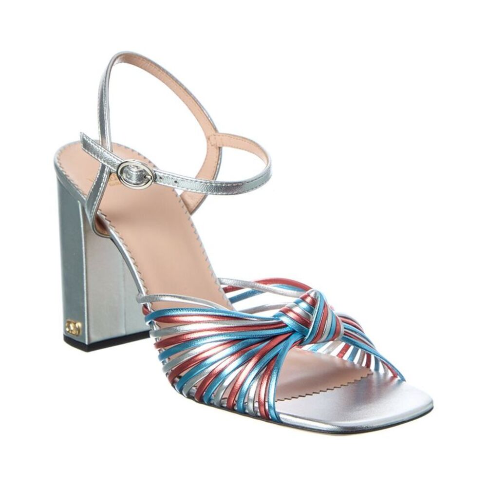 Valentino Annet 90 Leather Sandal, Silver